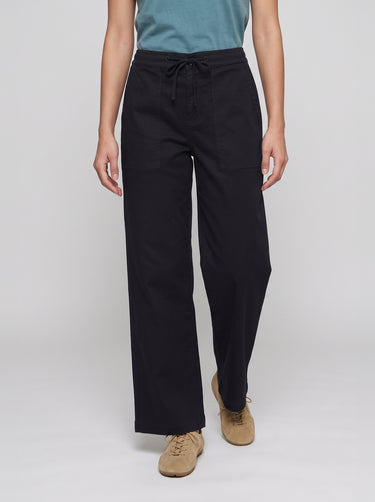 Wide Leg Utility Mid Rise Pants - Dark Black