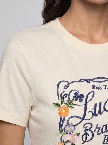 Lucky Floral Frame T-Shirt - Cream