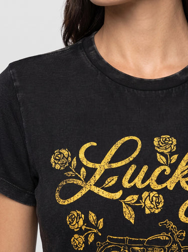 Lucky Rose Moto T-Shirt - Black