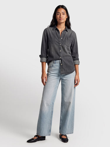 Denim Utility Shirt - Light Black