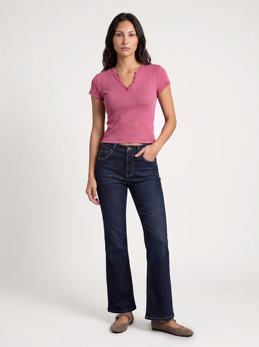 Fitted Henley T-Shirt - Rose Pink