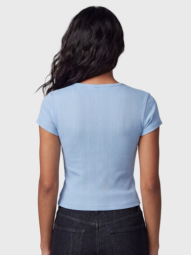 Fitted Henley T-Shirt - Powder Blue