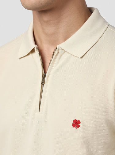 Quarter Zip Polo - Cream