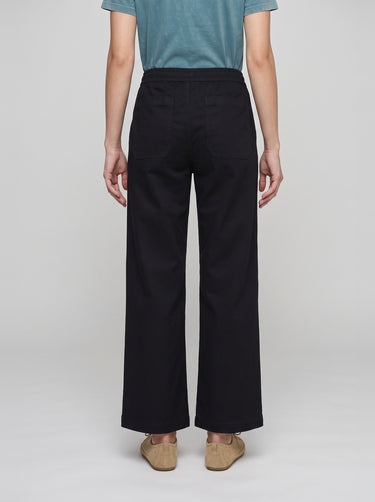 Wide Leg Utility Mid Rise Pants - Dark Black