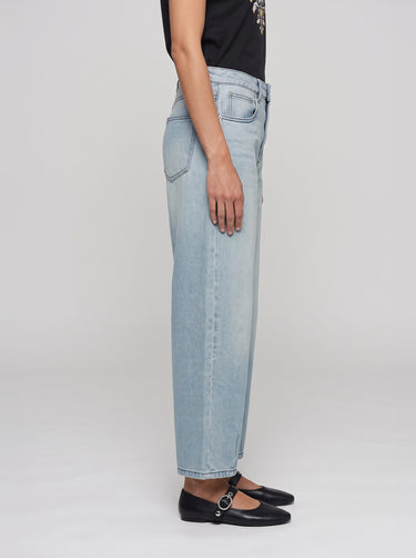 Barrel Wide Leg Mid Rise Jeans - Light Indigo