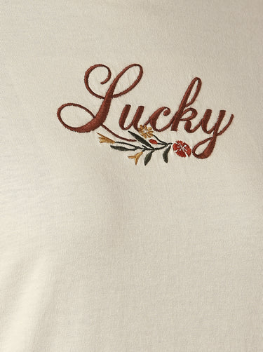 Lucky Script Floral Vines T-Shirt - Cream