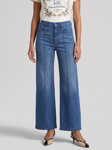 Stevie Wide Leg High Rise Jeans - Mid Indigo