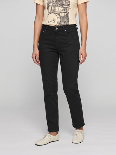 Sweet Straight Mid Rise Jeans - Dark Black